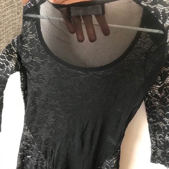 AKIRA Long Sleeve Black Gold Silver Lace Floral Short Bodycon Dress Holiday - Picture 8 of 11